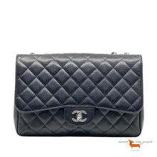 Chanel Classic Single Flap Jumbo Black Caviar Silver