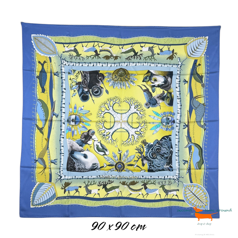 Hermes Silk Scarf La Vie du Grand Nord by Aline Honore