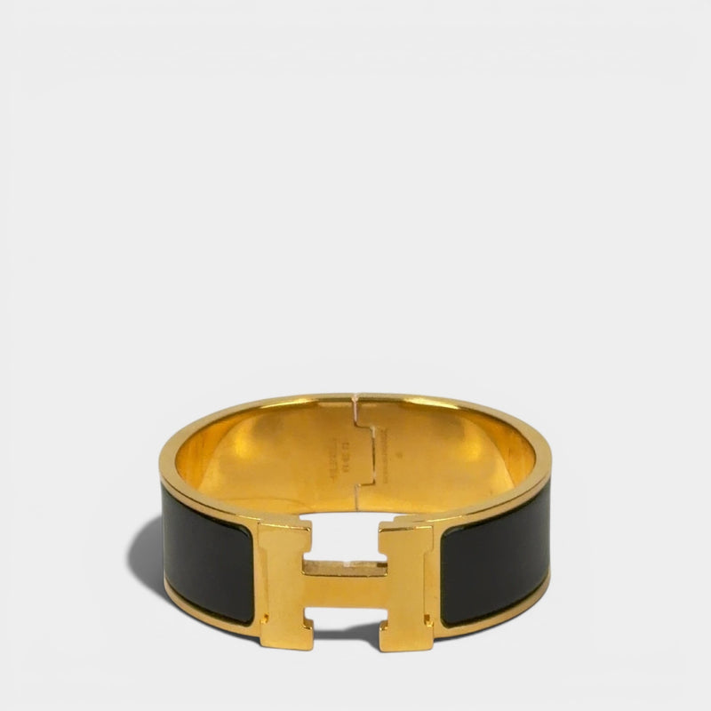 Hermes Bracelet Clic Clac H Plaque Or Noir PM