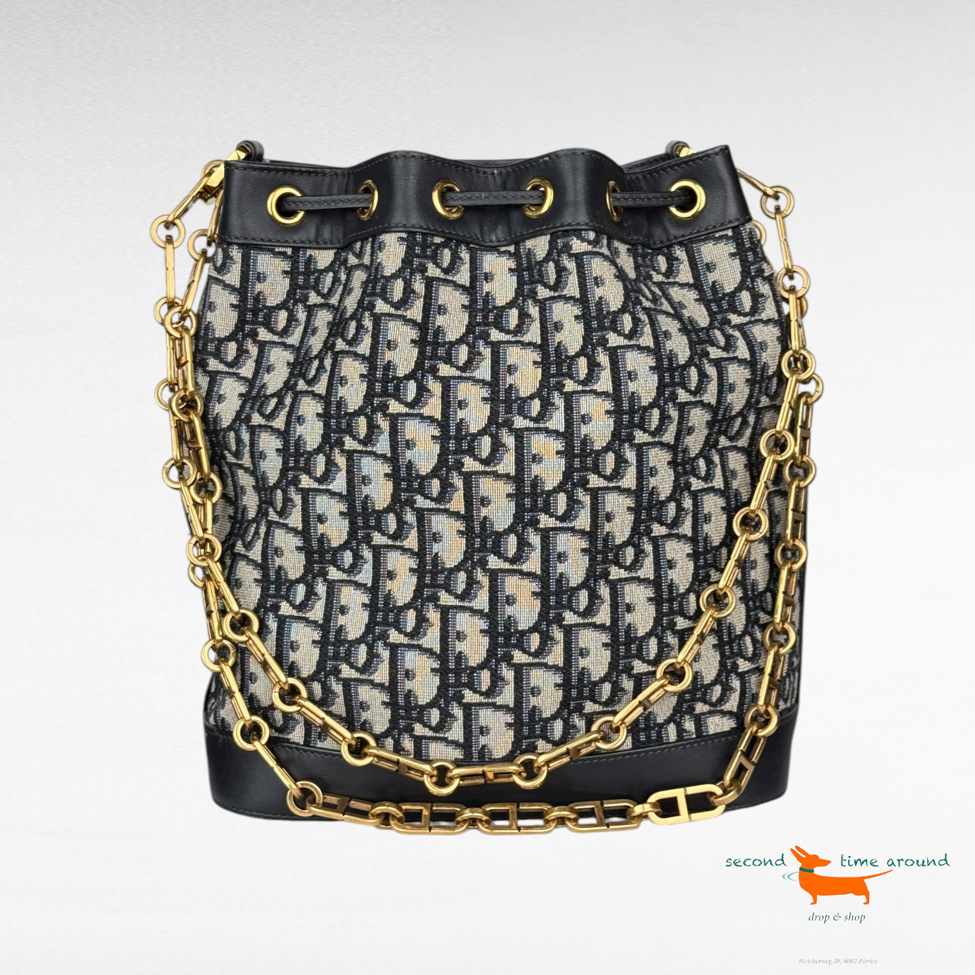 Christian Dior Oblique Canvas Drawstring Bucket Bag