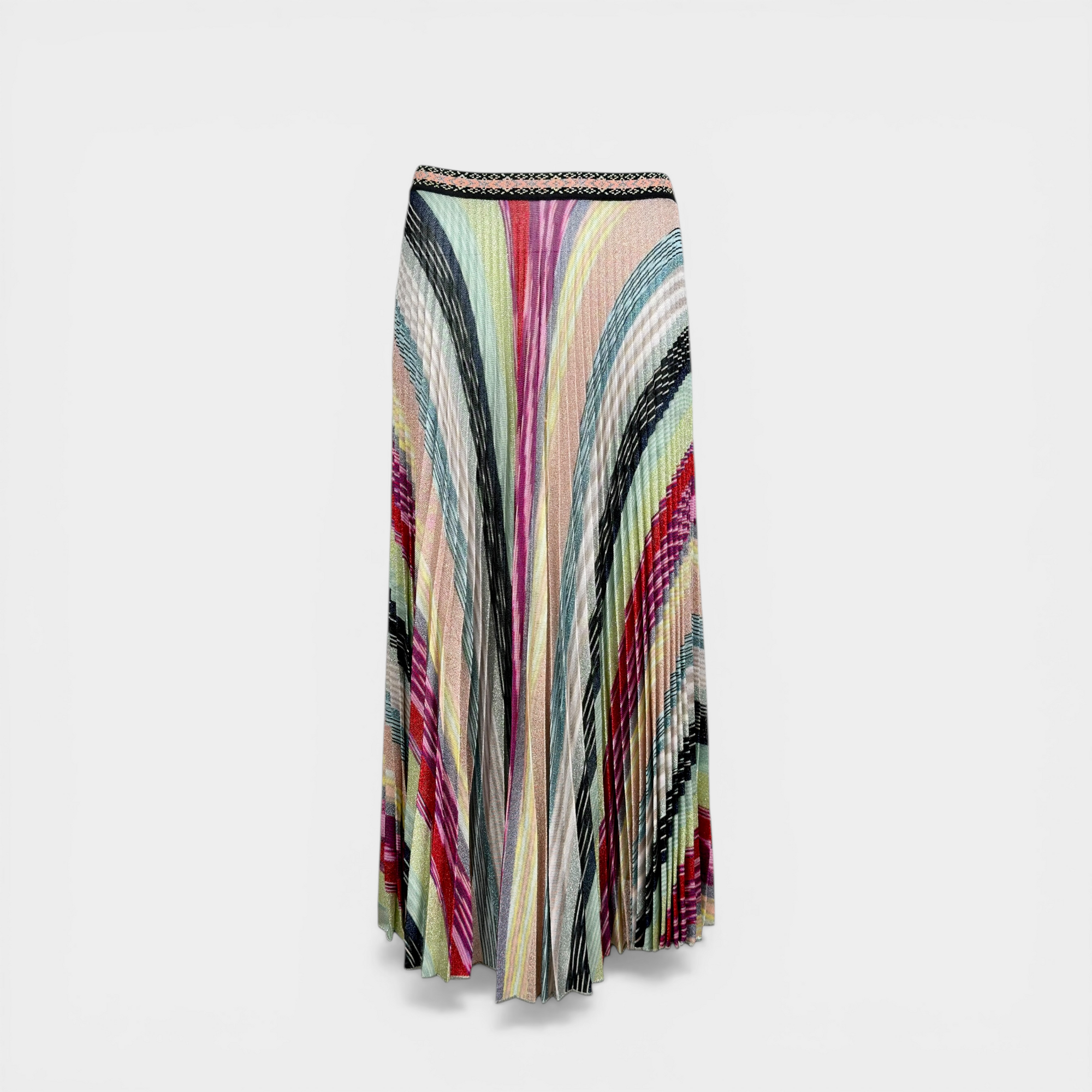 Missoni Pleated Metallic Crochet-Knit Midi Skirt