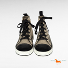 Chanel Beige Black Jute and Leather CC Cap High Top Sneakers