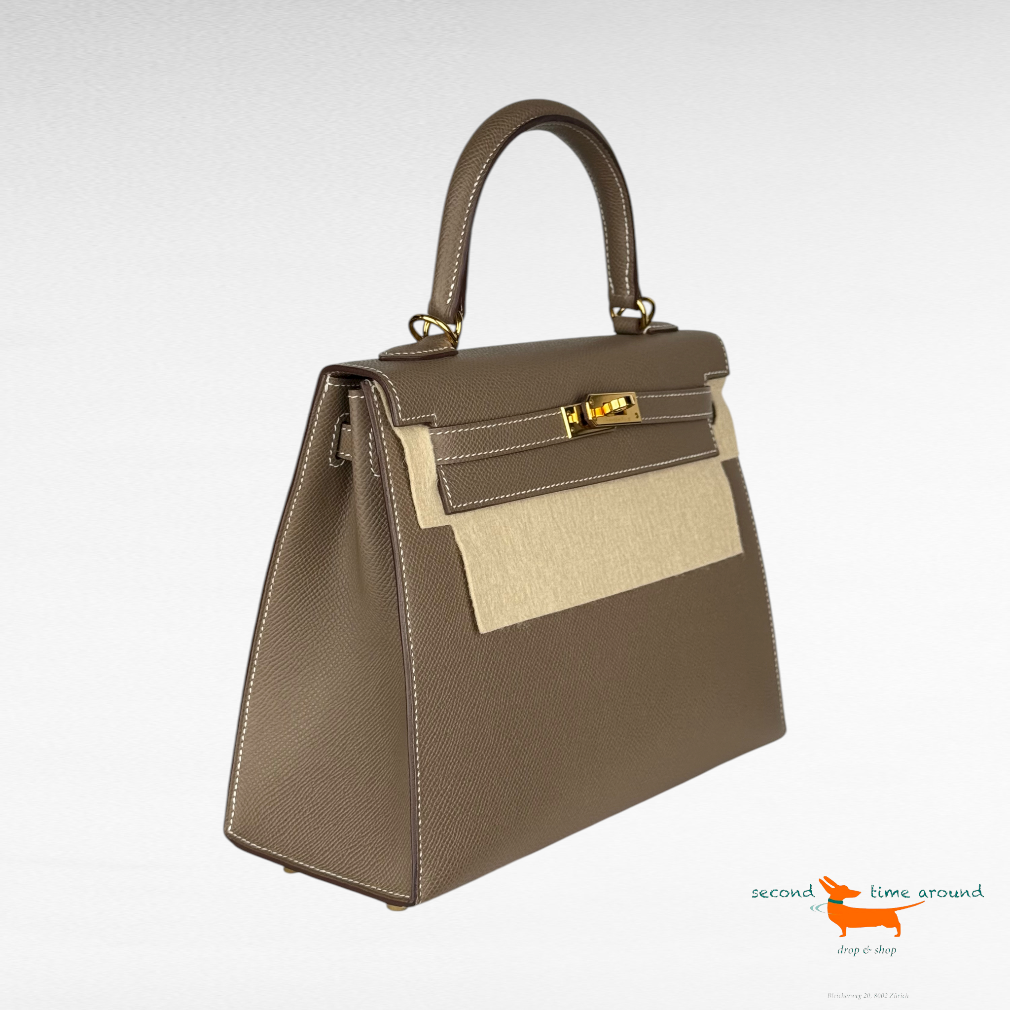 Hermes Kelly II Sellier 25 Veau Epsom 18 Etoupe Bag