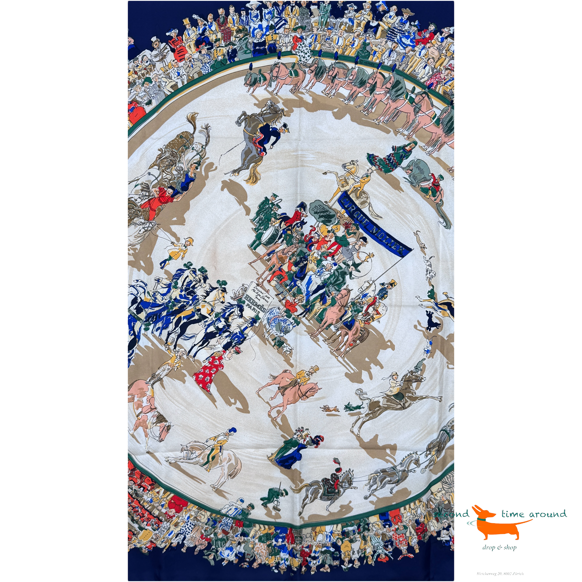 Hermes Silk Scarf Cirque Molier by Philippe Dumas