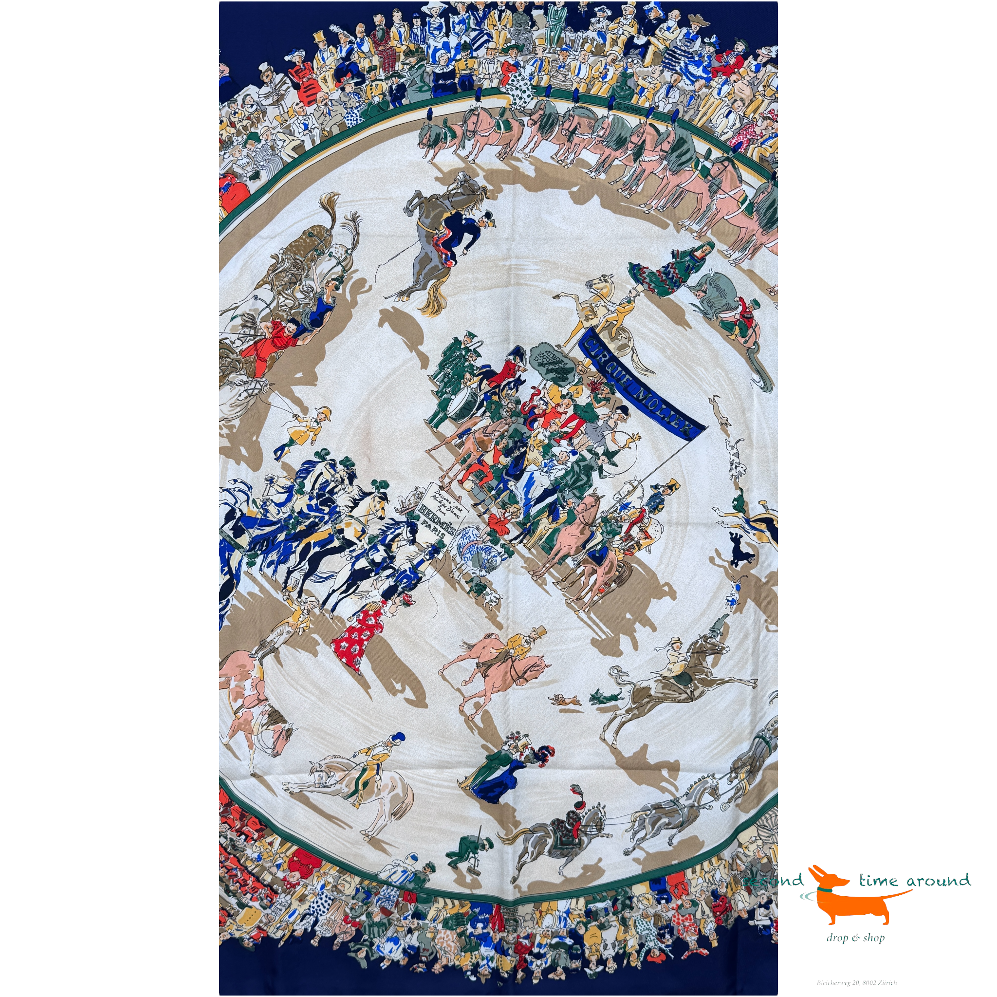 Hermes Silk Scarf Cirque Molier by Philippe Dumas