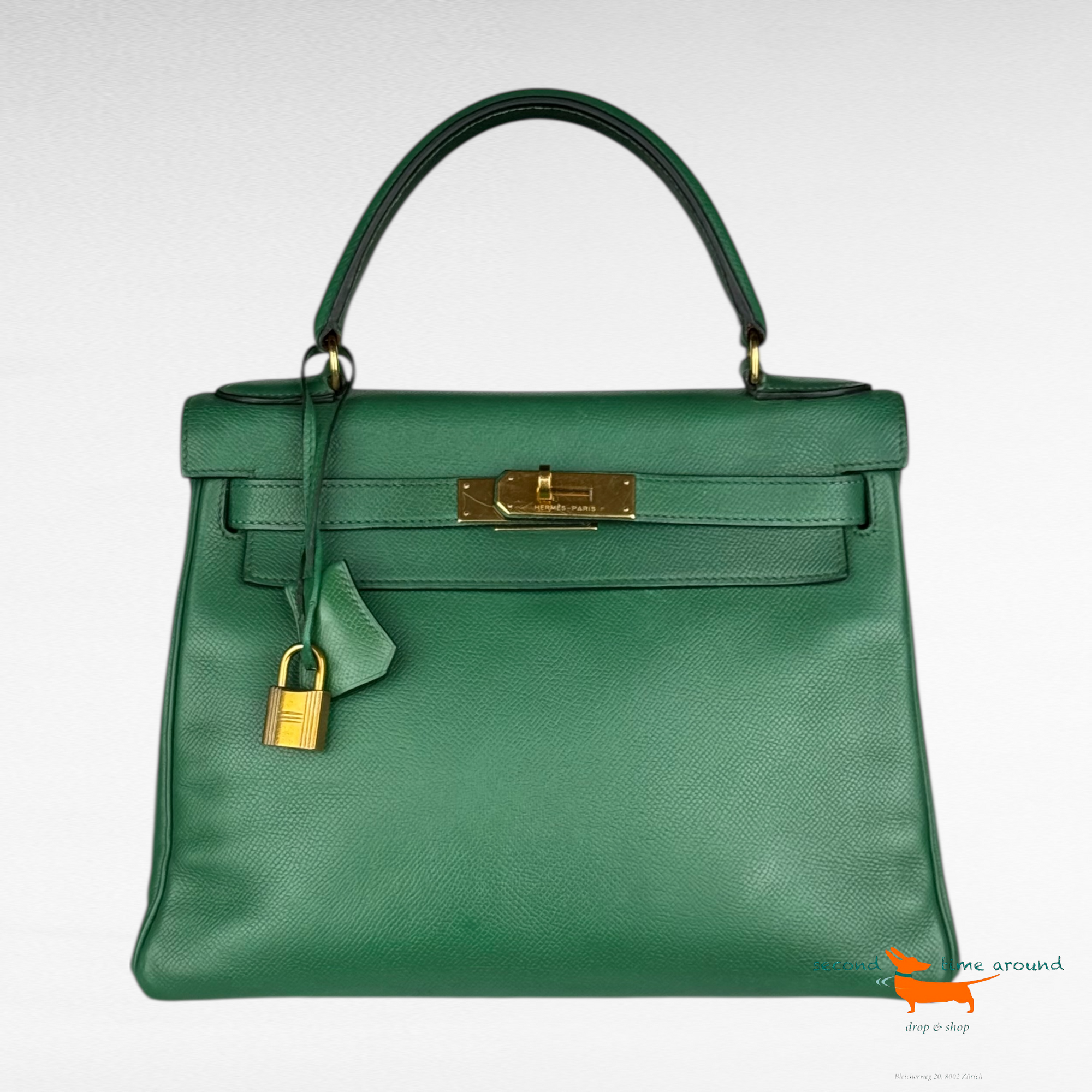 Hermes Kelly Epsom 28 Green Bag