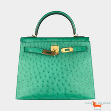 Hermes Kelly II Sellier 28 Ostrich Vert Vertigo Bag