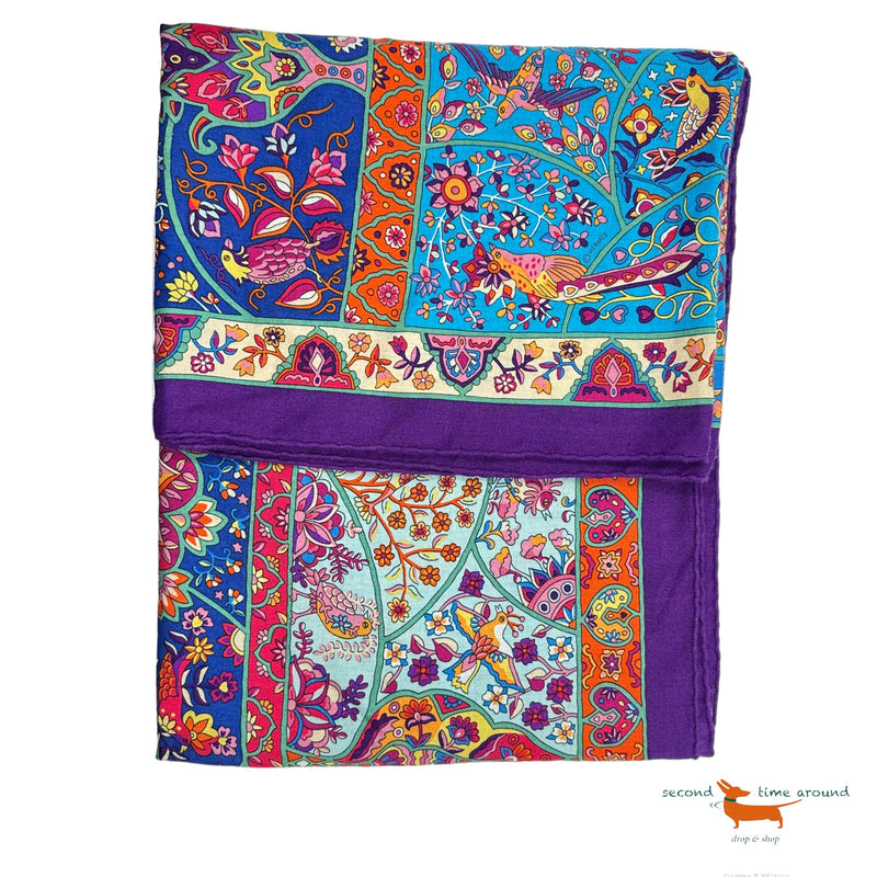 Hermes Scarf Cashmere Silk Au Pays des Oiseaux Fleurs