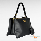 Prada Calfskin Small Deux Shoulder Bag Black