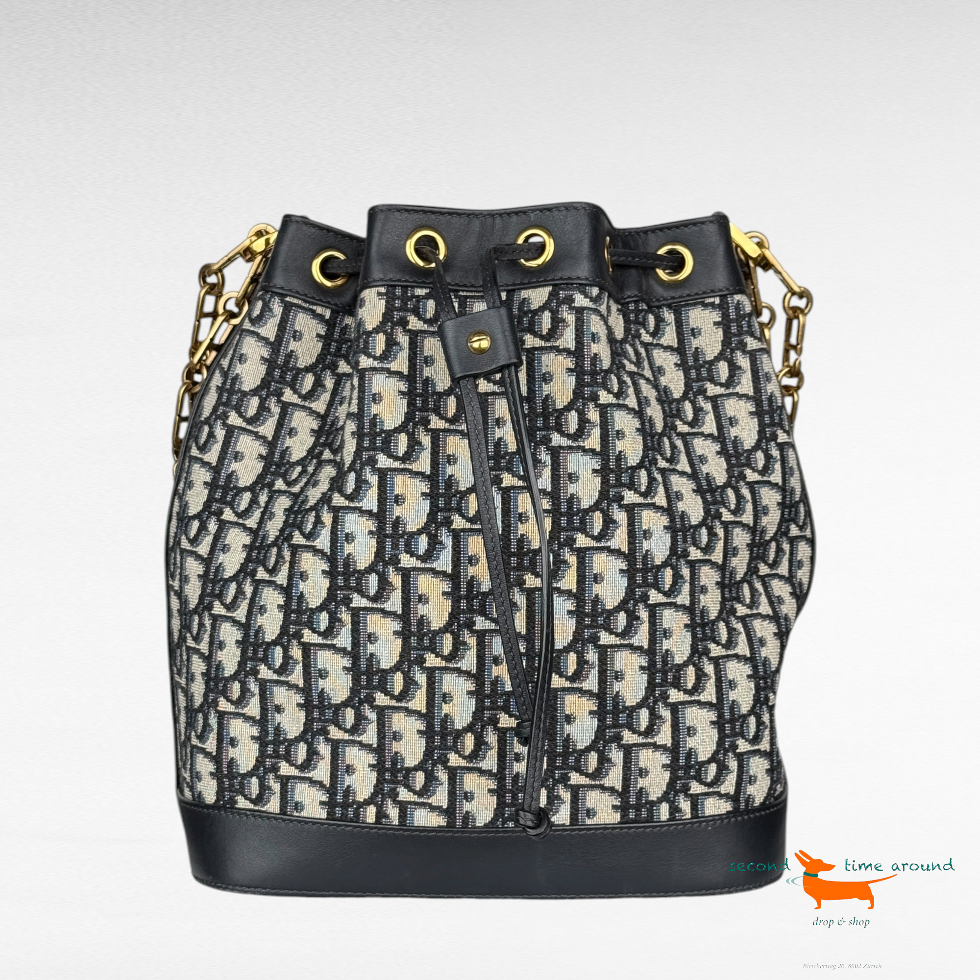 Christian Dior Oblique Canvas Drawstring Bucket Bag