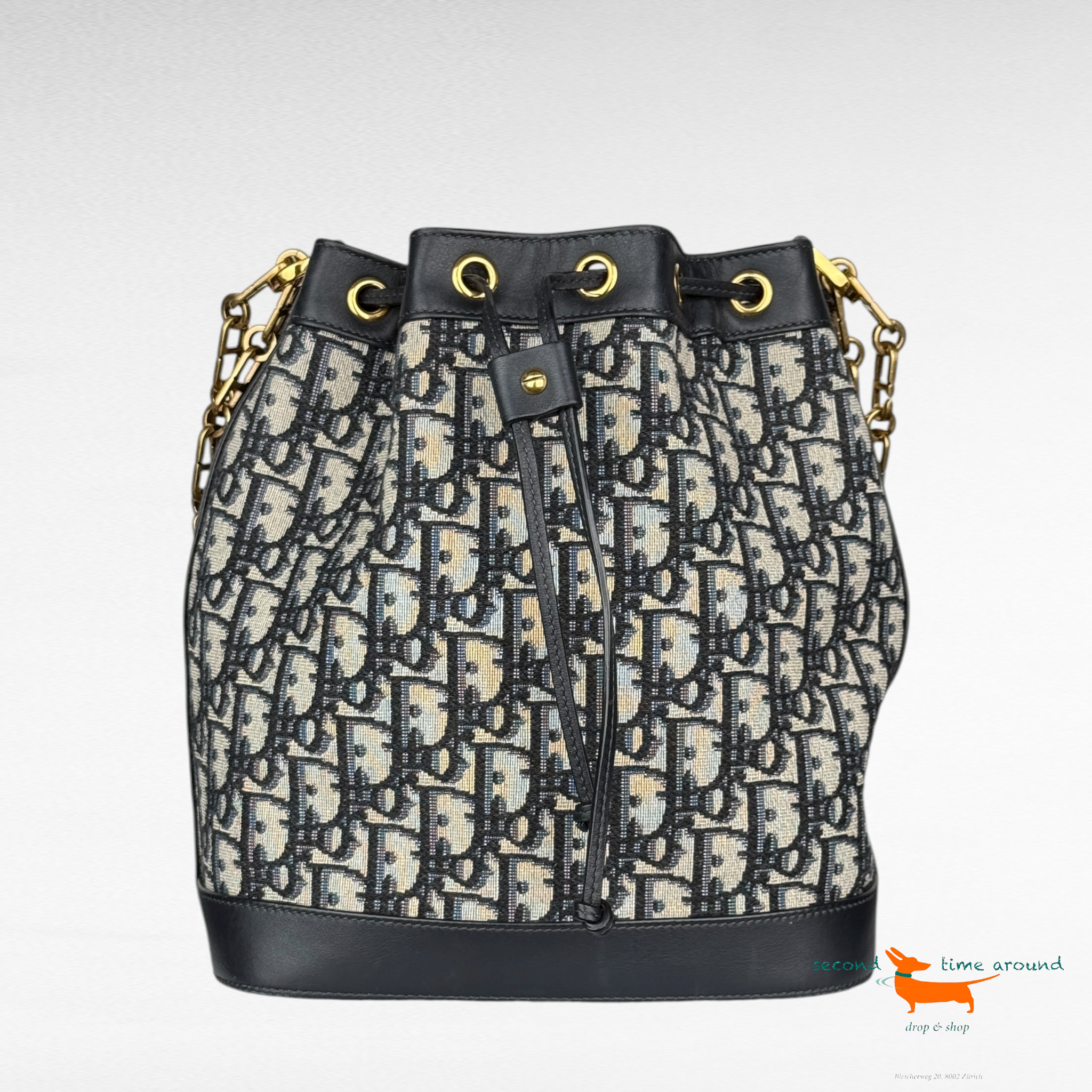 Christian Dior Oblique Canvas Drawstring Bucket Bag