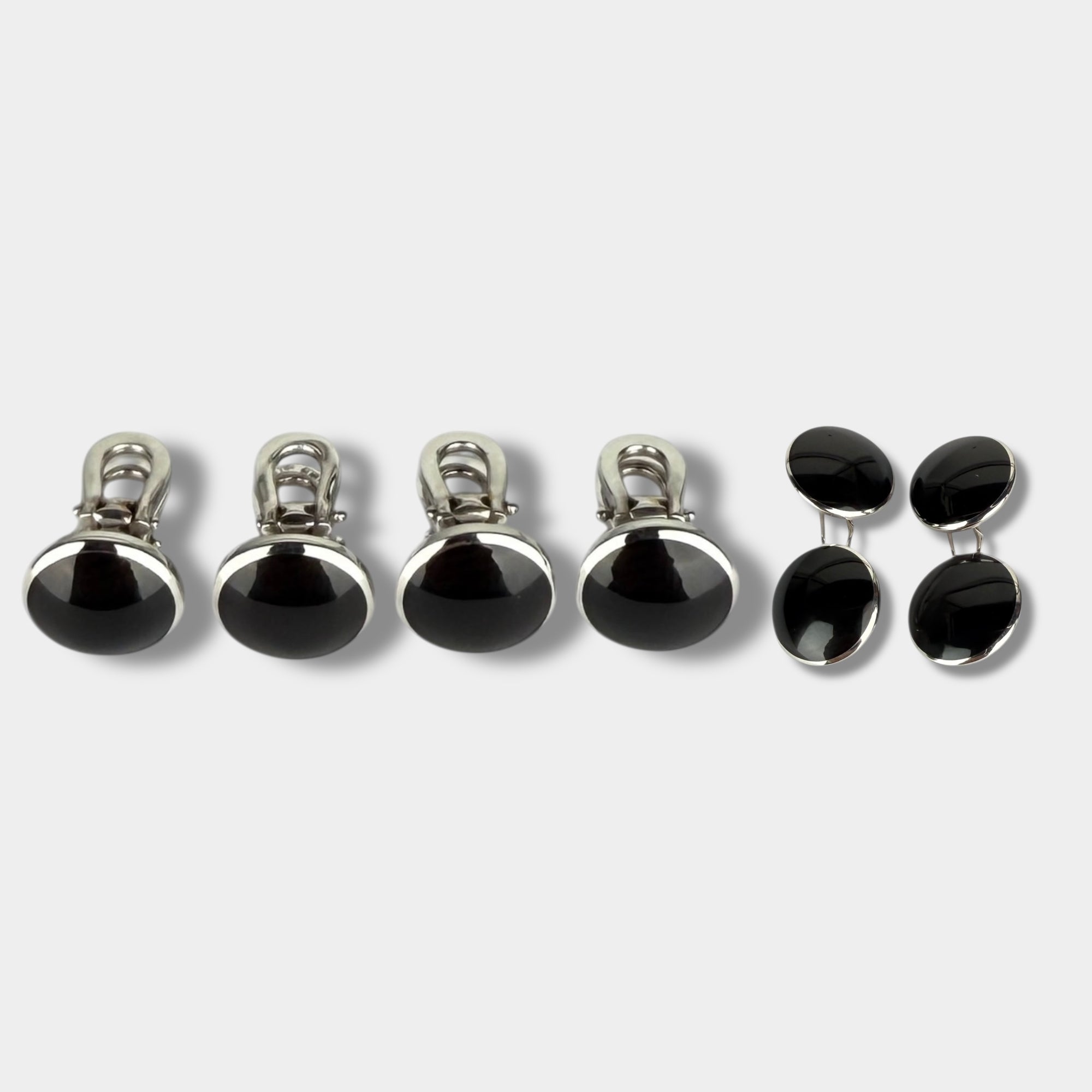 Tom Ford White Gold and Onyx Cufflinks and Shirt Studs