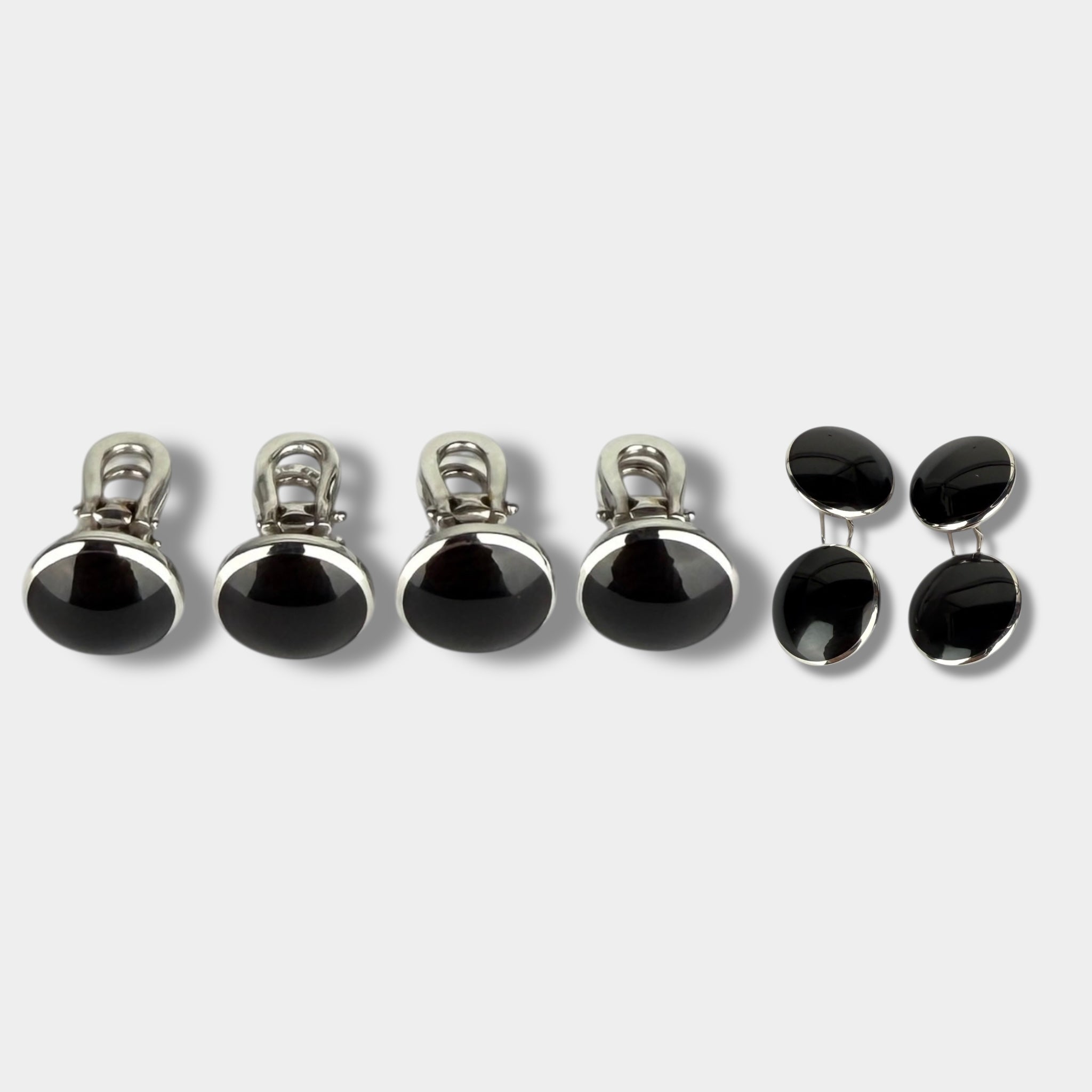 Tom Ford White Gold and Onyx Cufflinks and Shirt Studs