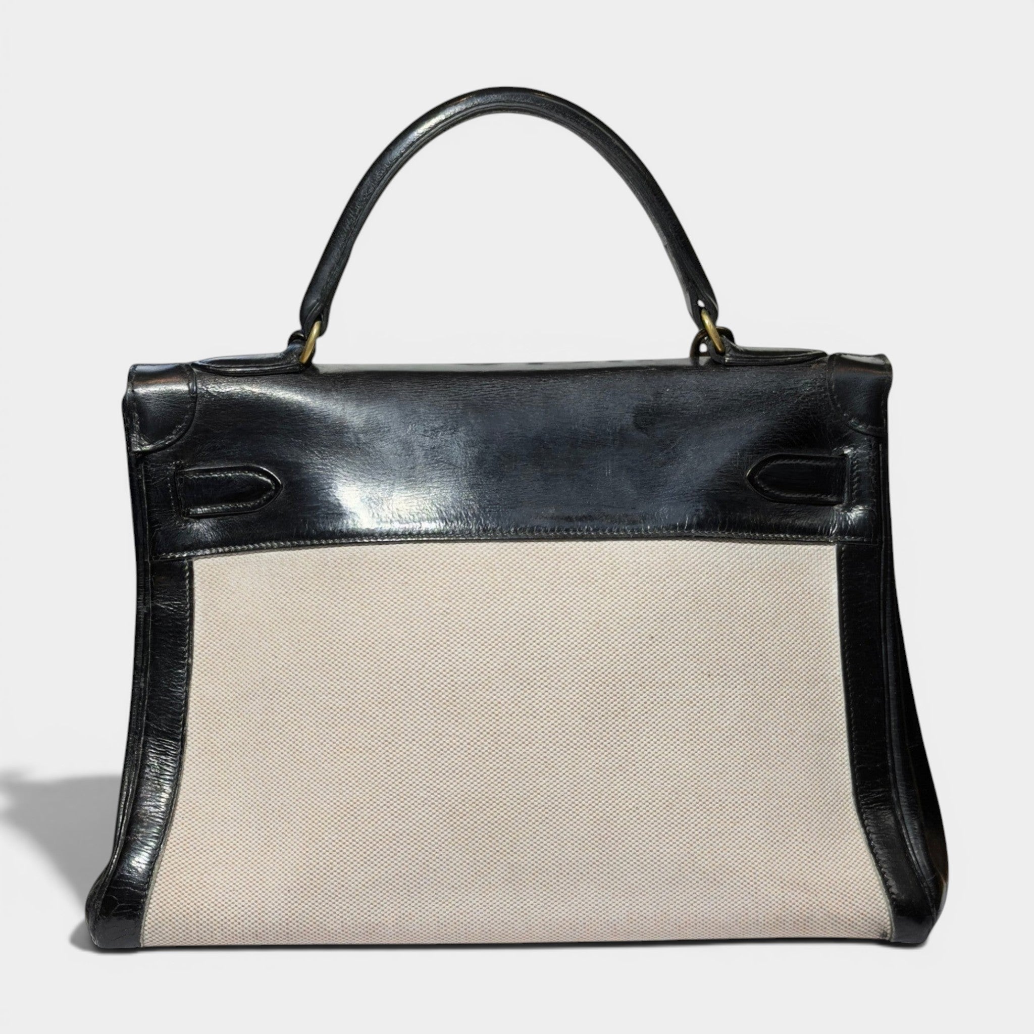 Hermes Kelly Vintage Canvas Leather 32 Bag