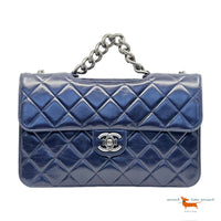 Chanel Perfect Edge Navy Blue Gun Metal Bag