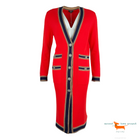 Chanel 2020 Deep V-Neck Long Cashmere Cardigan Red