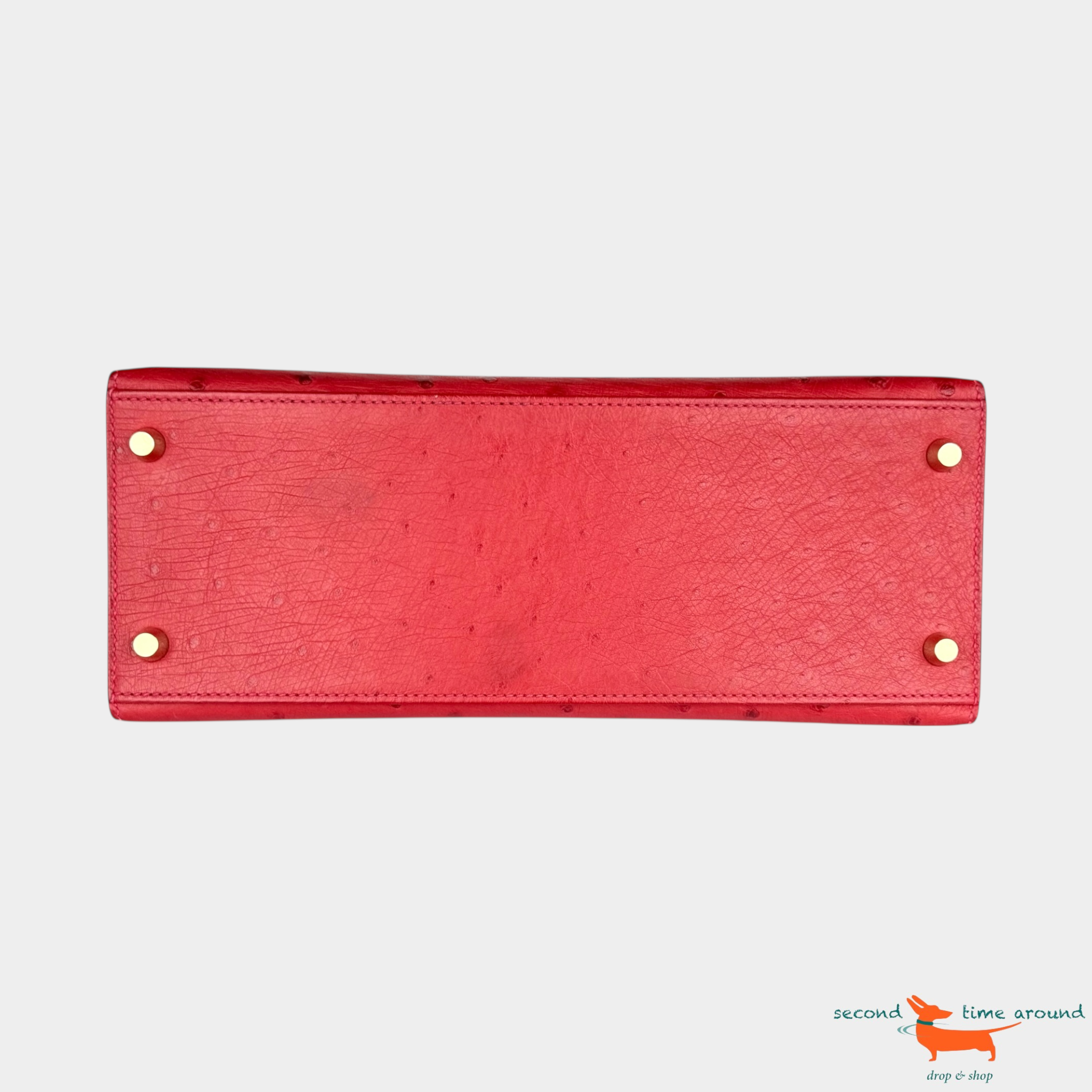 Hermes Kelly II Sellier 28 Ostrich Rouge Vif Bag