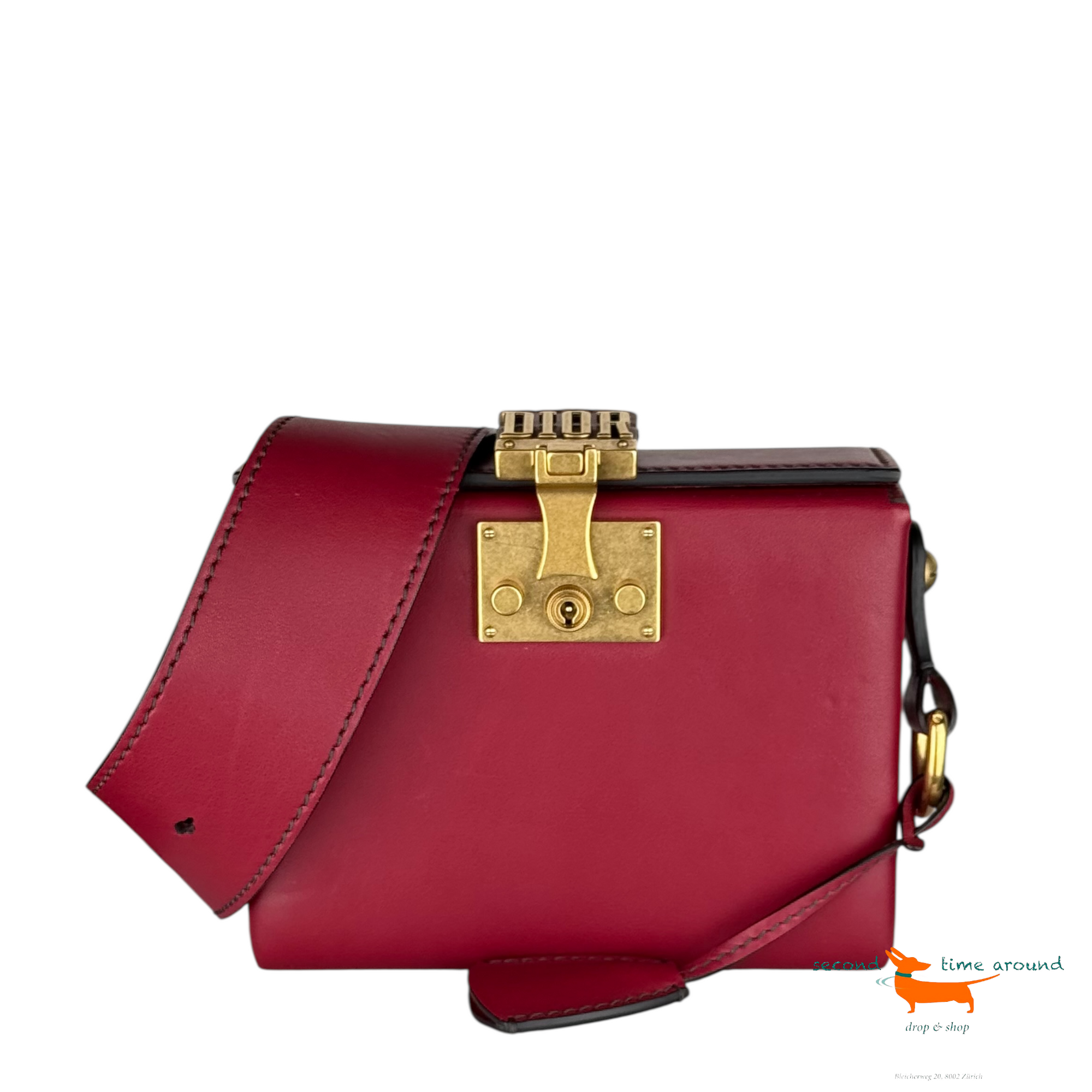 Dior Lambskin Dioraddict Lockbox Red Bag