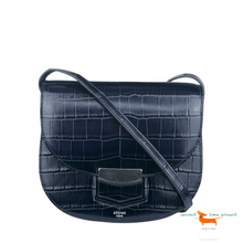 Celine Small Trotteur Bag in Navy Crocodile