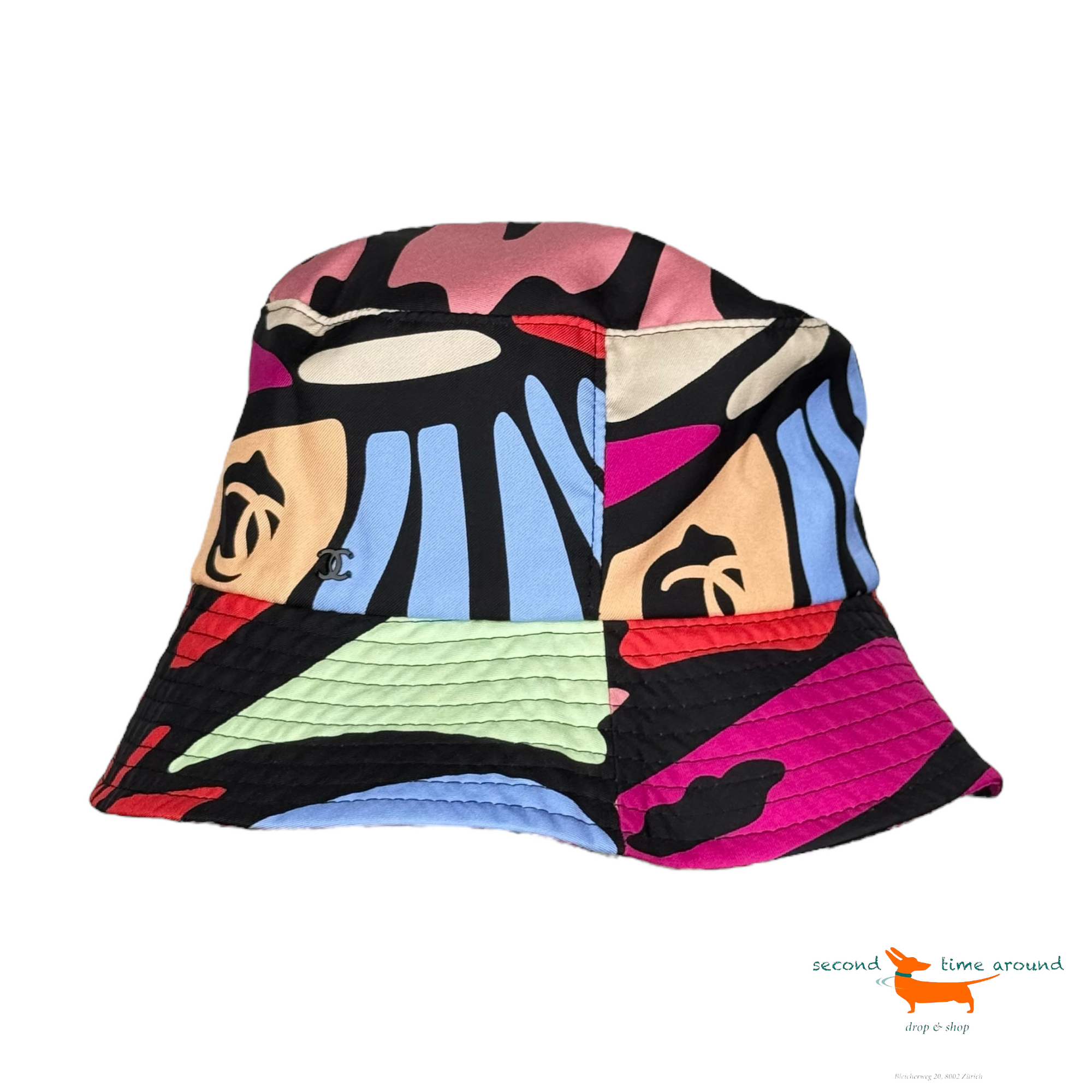 Chanel 2022 Bucket CC Hat with String in Silk