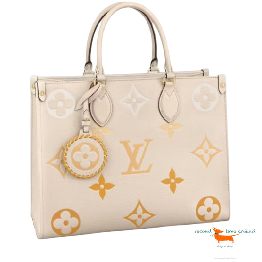 Louis Vuitton Onthego MM limited edition in beige imprint leather Bag