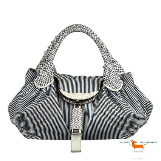 Fendi Striped Jeans Blue/White Denim Spy Bag