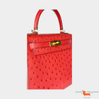 Hermes Kelly II Sellier 28 Ostrich Rouge Vif Bag