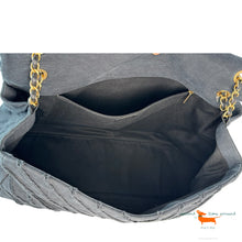 Chanel Black Chevron Canvas XXL PatchworkFlap Bag