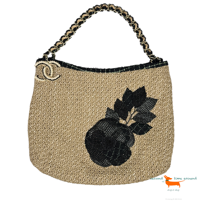 Chanel 2009 Bio Raffia Seil Camelia Tote Bag