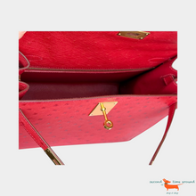 Hermes Kelly II Sellier 28 Ostrich Rouge Vif Bag