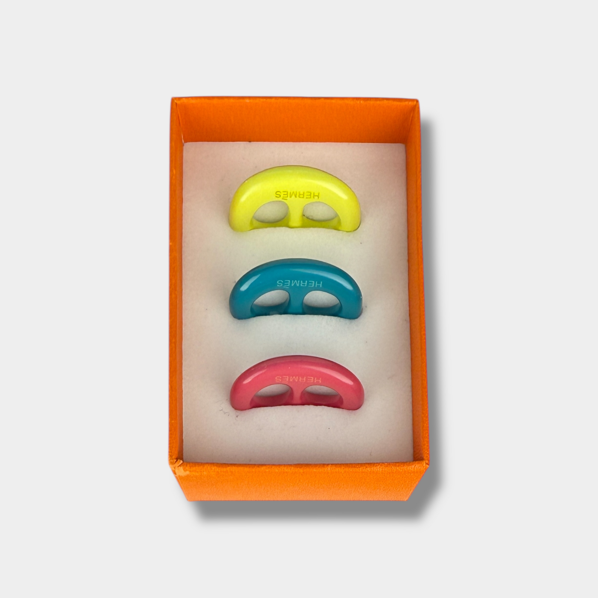 Hermes Chaine d'Ancre Set of 3 pastel colors Scarf ring Multicolore