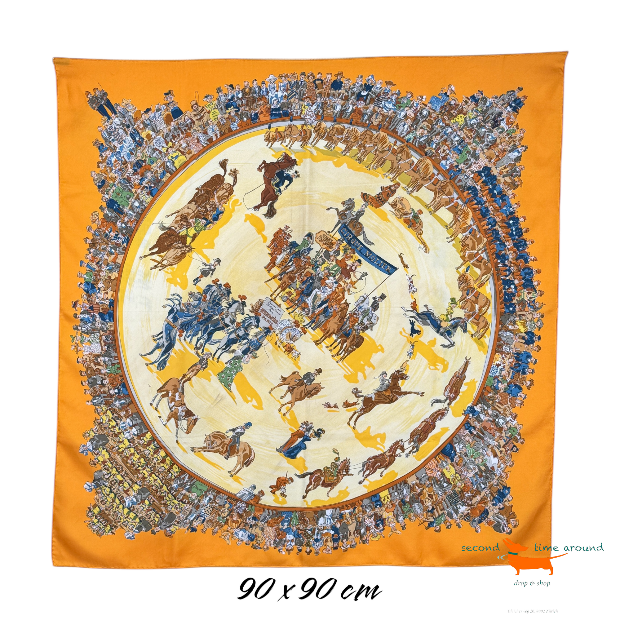 Hermes Silk Scarf Cirque Molier by Philippe Dumas