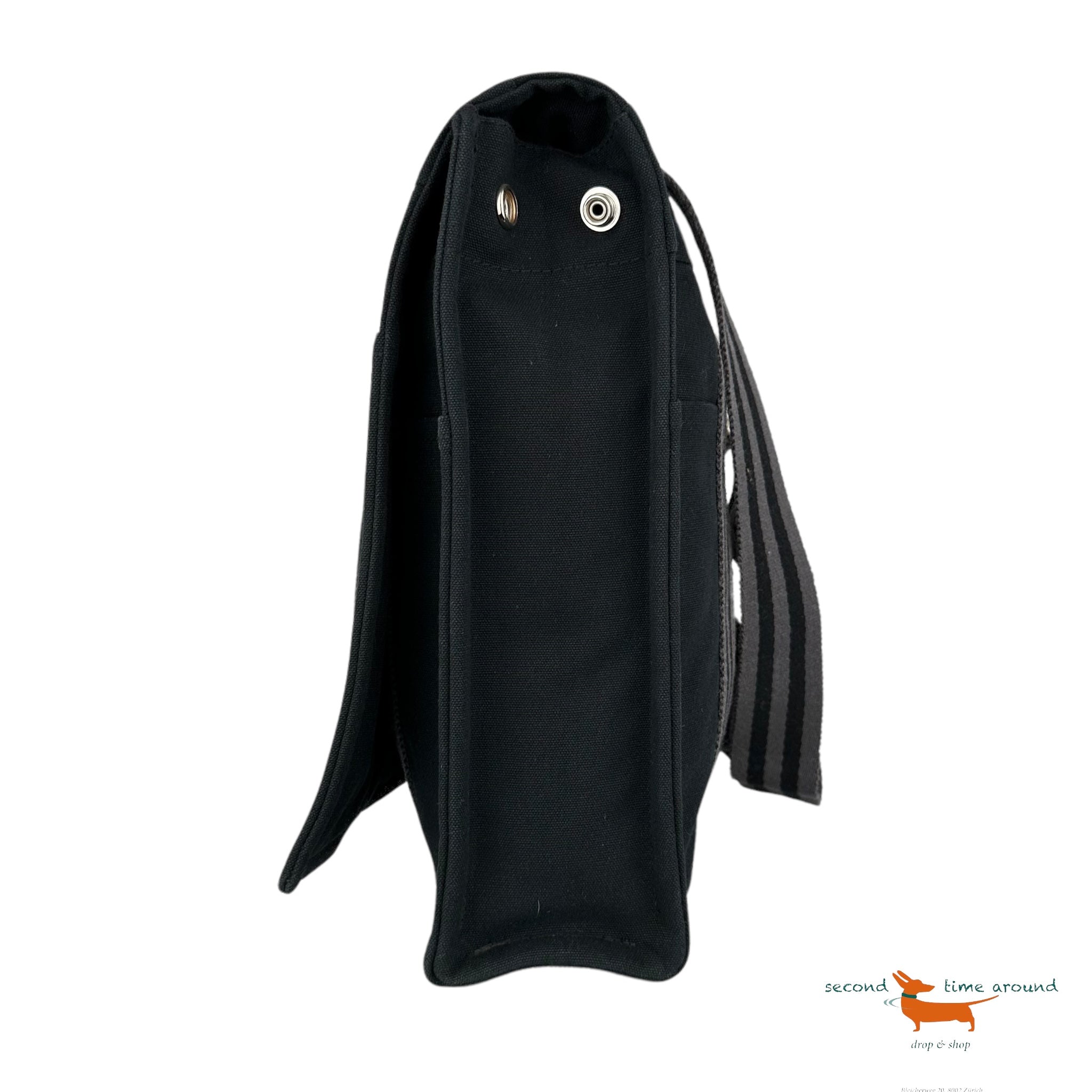 Hermes Black Toile Canvas Herline Messenger Bag