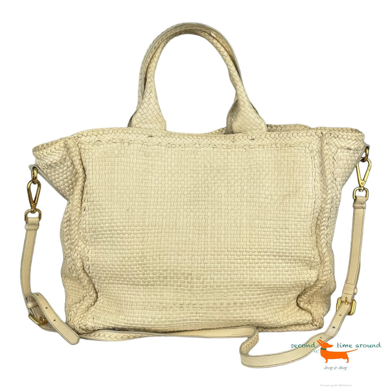 Prada Madras Woven Tote Bag
