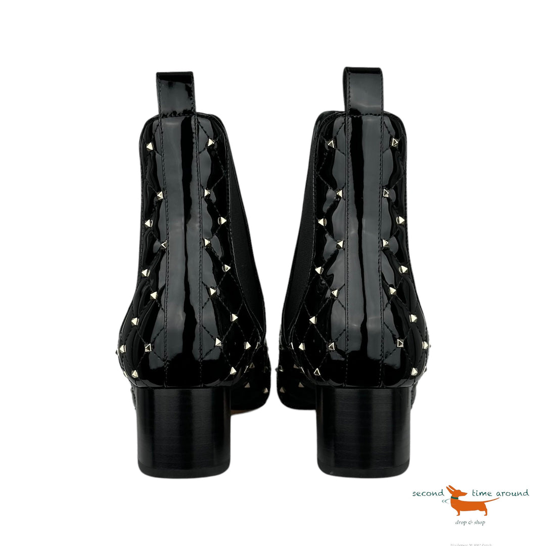 Valentino Rockstud patent leather booties