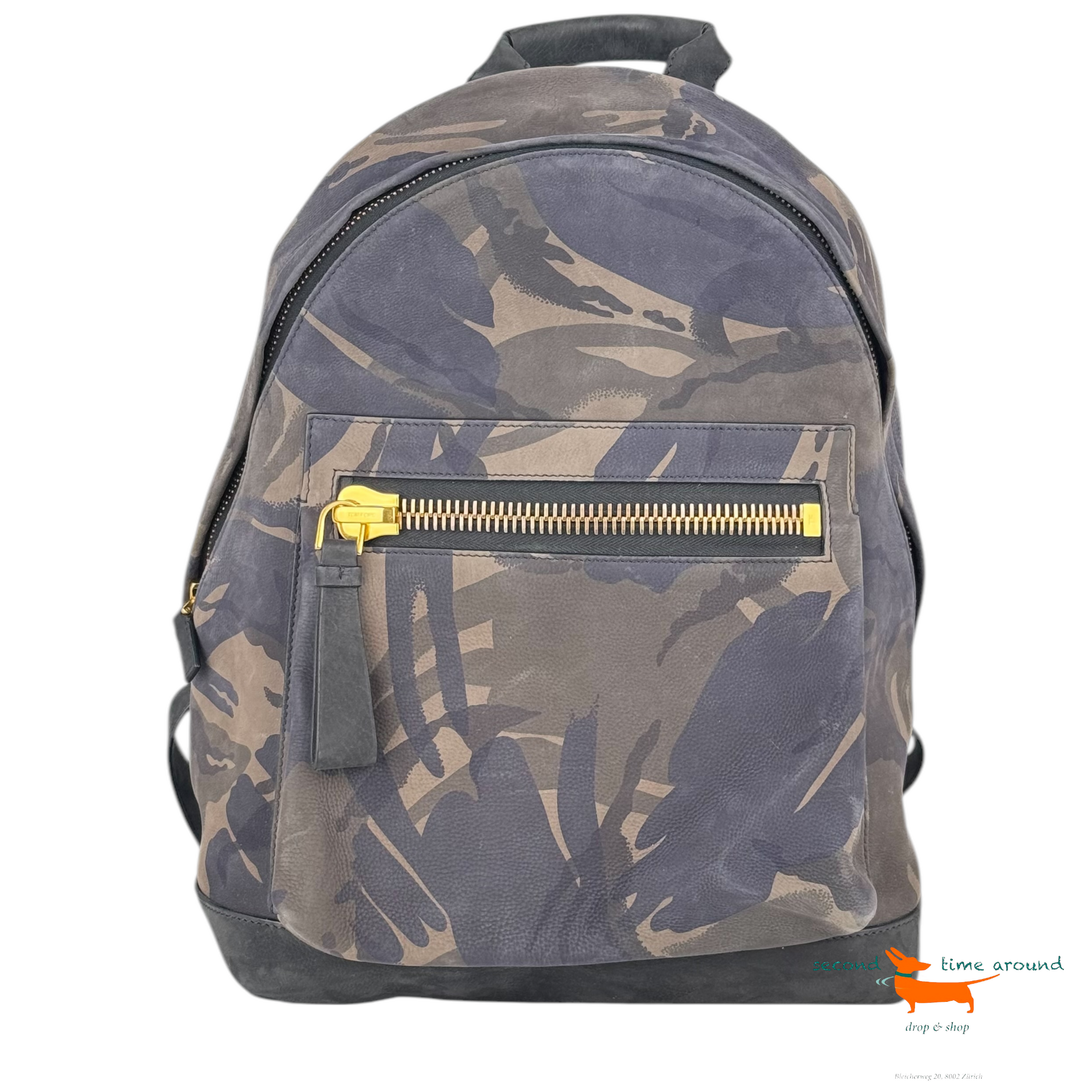 Tom Ford Leather Camouflage Big Zip Backpack