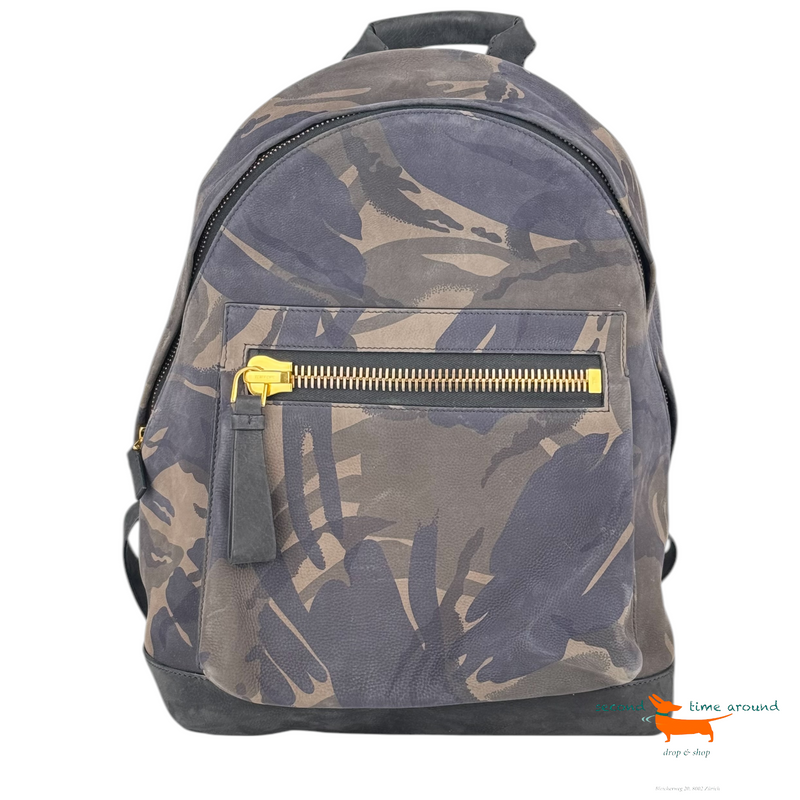 Tom Ford Leather Camouflage Big Zip Backpack