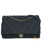 Chanel Black Chevron Canvas XXL PatchworkFlap Bag