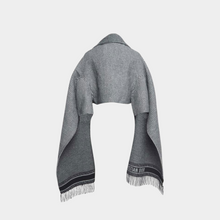 Christian Dior Wool Blend Herringbone Fringed Cape
