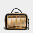Chanel Beige Black Rattan and Patent LeatherCC Vanity Case Bag ch