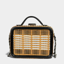 Chanel Beige Black Rattan and Patent LeatherCC Vanity Case Bag ch
