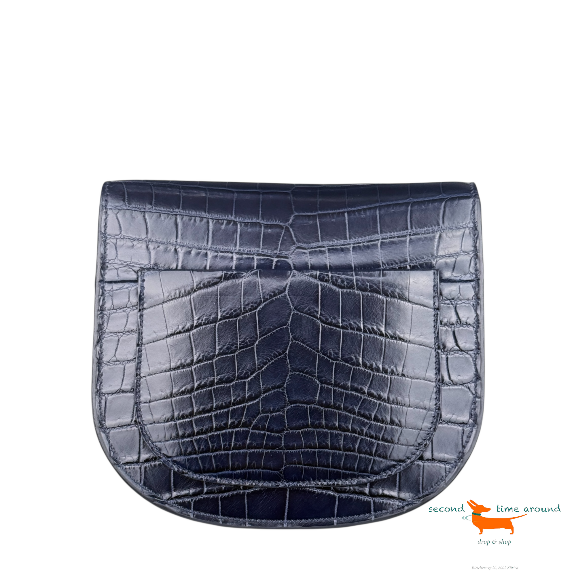 Celine Small Trotteur Bag in Navy Crocodile