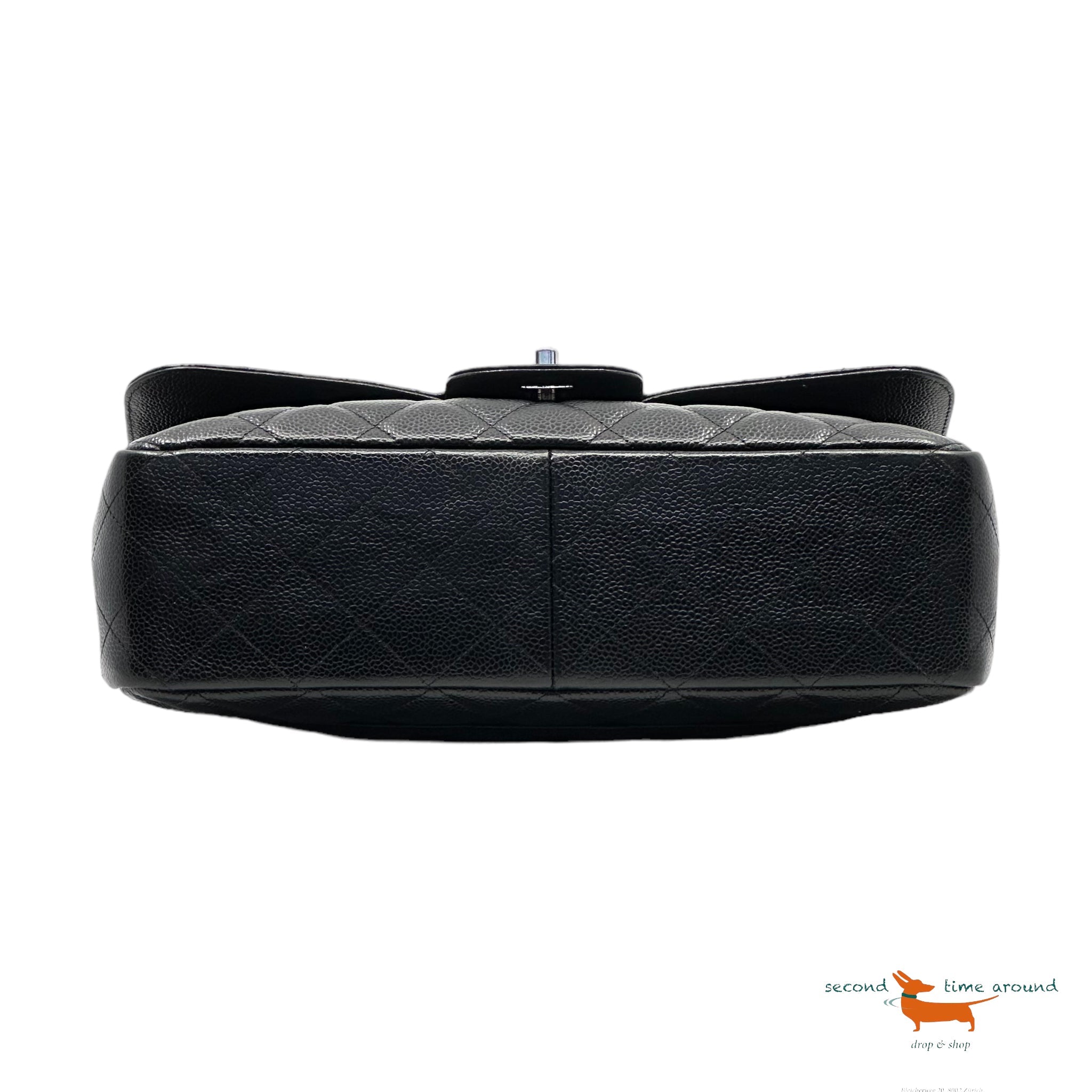 Chanel Classic Single Flap Jumbo Black Caviar Silver