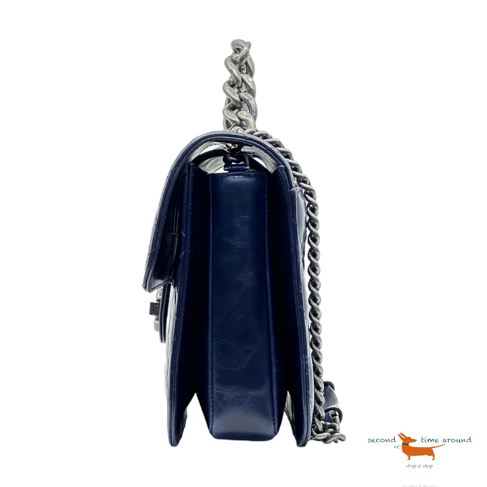 Chanel Perfect Edge Navy Blue Gun Metal Bag