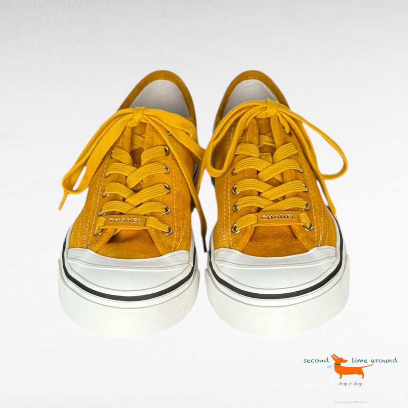 Chanel Mustard Suede Sneaker