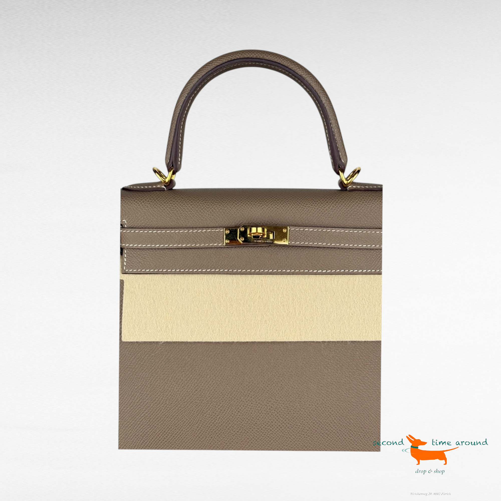 Hermes Kelly II Sellier 25 Veau Epsom 18 Etoupe Bag