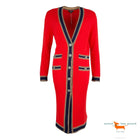 Chanel 2020 Deep V-Neck Long Cashmere Cardigan Red