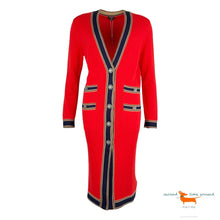 Chanel 2020 Deep V-Neck Long Cashmere Cardigan Red