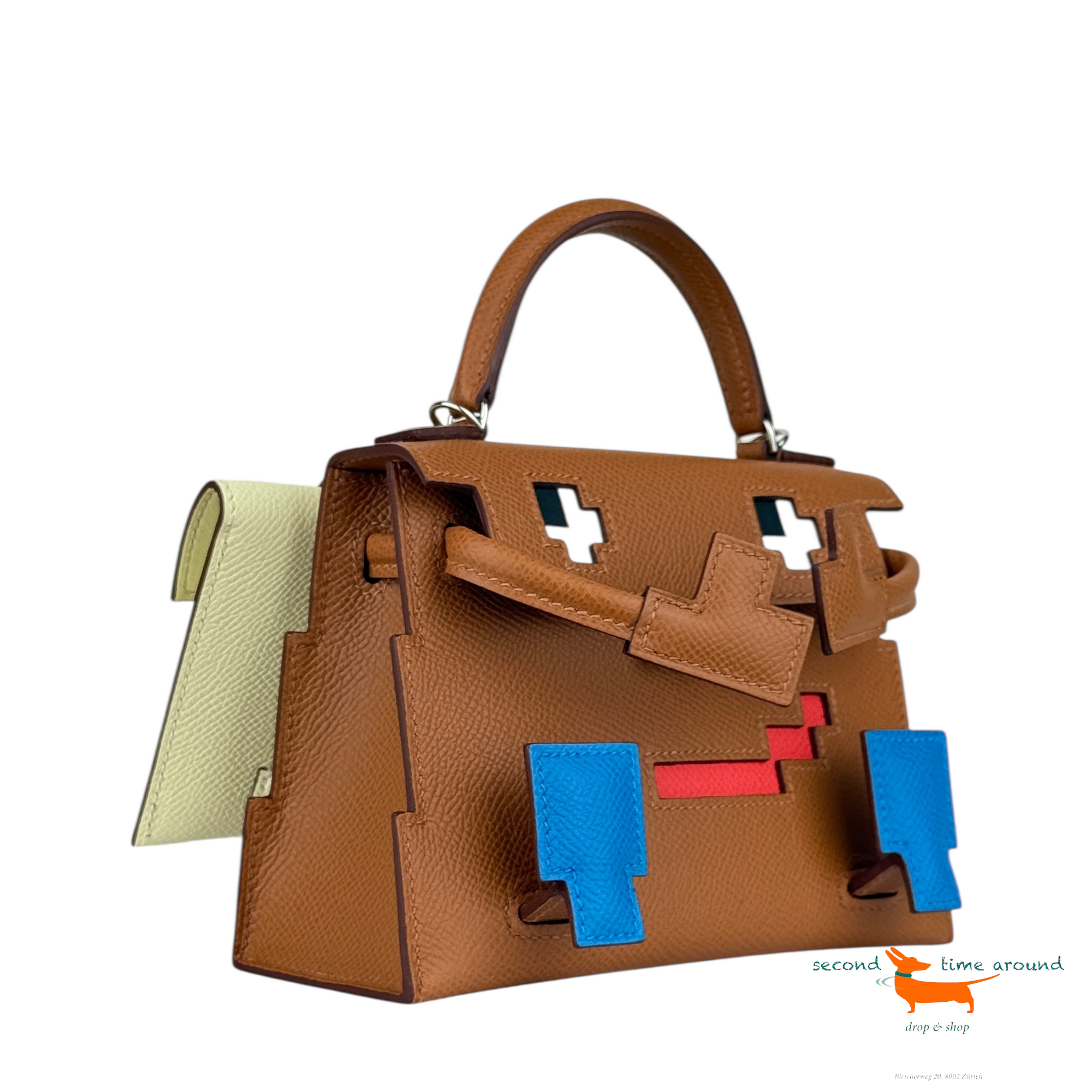 Hermès Limited Edition Gold , Bleu Zanzibar, Rose Texas  And Jaune Milton Epsom Quelle Idole Kelly Doll Picto Palladium Hardware Bag