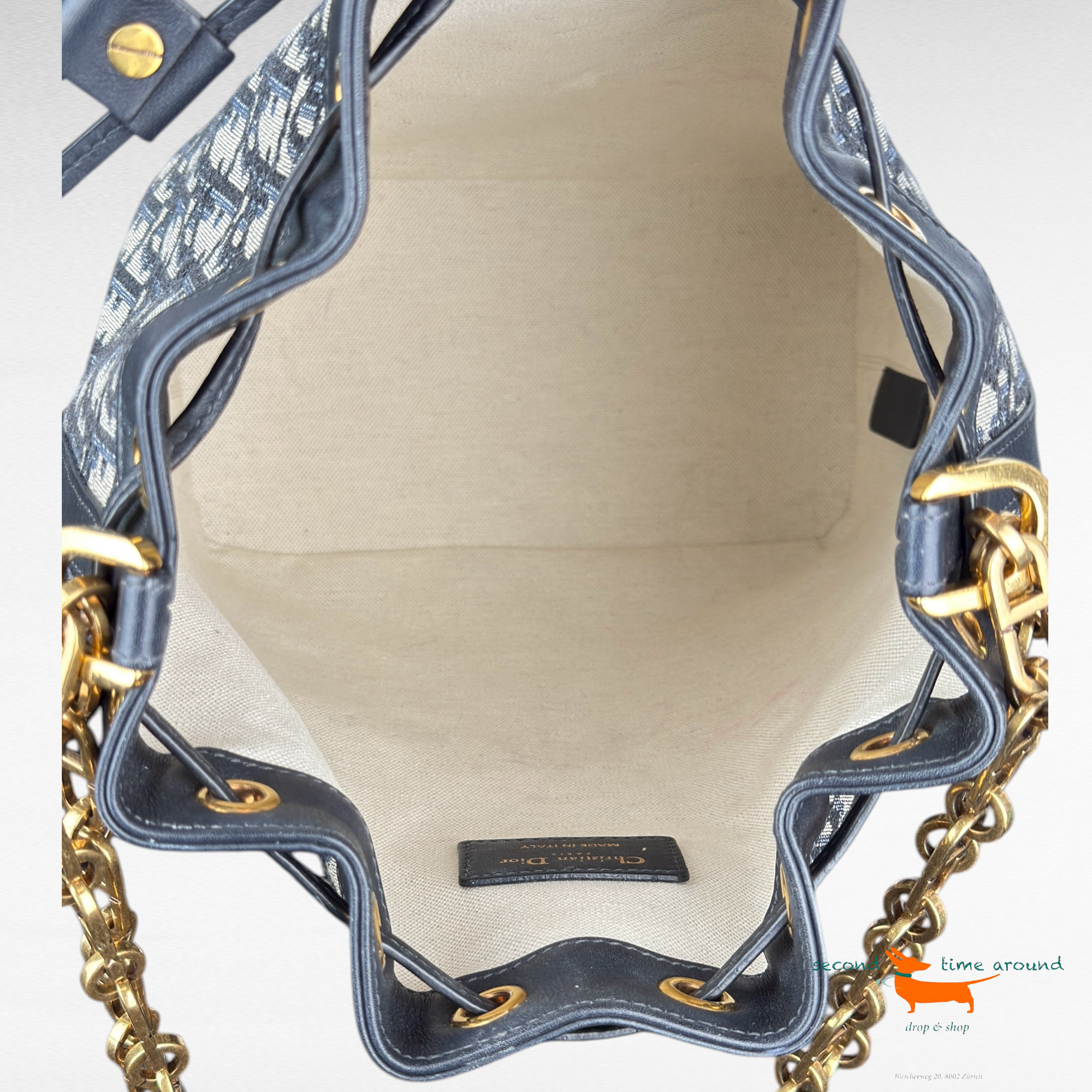 Christian Dior Oblique Canvas Drawstring Bucket Bag